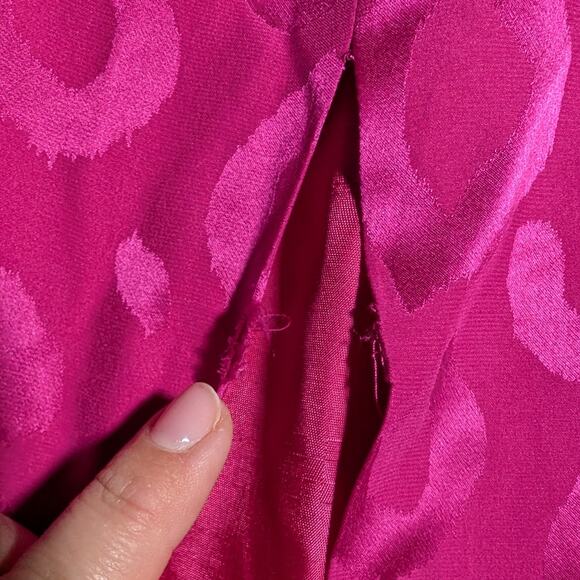 Vtg 1980s AJ Bari Fuchsia Pink Leopard Print Silk Strapless Bow Mini Dress Sz 4 - Picture 3 of 5